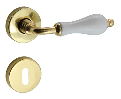 Samoha-Diána Körrozettás Fehér Porcelán Betétes Réz BB