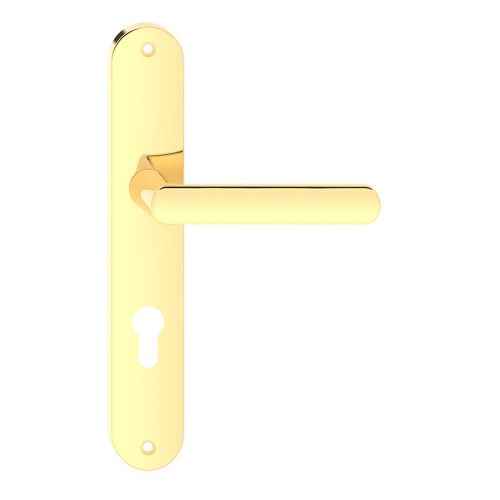 LUNA pajzsos ajtókilincs fényes sárgaréz színben 85 mm PZ