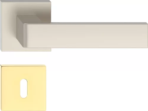 RUMBA ajtókilincs szögletes K-rozettás fényes sárgaréz BB