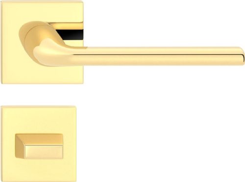 BELLA ajtóajtókilincs négyzet alakú rozettás Q SLIM vékony fényes sárgaréz WC
