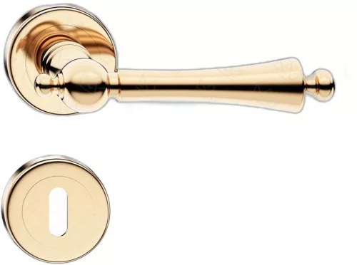 CENTURY ajtókilincs kerek rozettás R CLASSIC fényes sárgaréz - CORONA PREMIUM BB