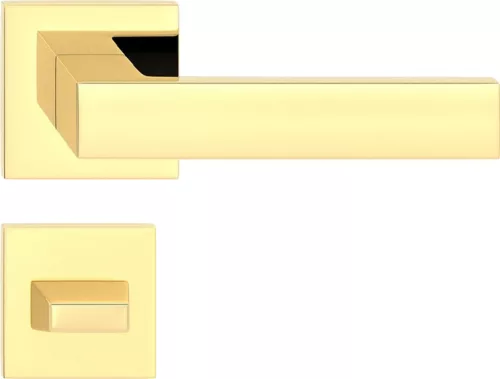 CUBE ajtóajtókilincs négyzet alakú rozettás Q SLIM vékony fényes sárgaréz WC