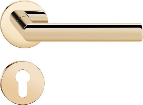 ELLE ajtókilincs kerek rozettás R SLIM vékony fényes sárgaréz - CORONA PREMIUM PZ