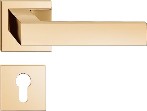 FOCUS ajtóajtókilincs szögletes rozettás Q SLIM vékony fényes sárgaréz - CORONA PREMIUM PZ