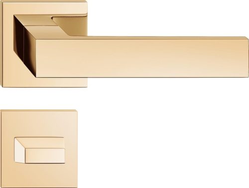 FOCUS ajtóajtókilincs szögletes rozettás Q SLIM vékony fényes sárgaréz - CORONA PREMIUM WC