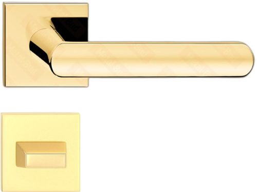 LUNA ajtóajtókilincs négyzet alakú rozettás Q SLIM vékony fényes sárgaréz színű WC