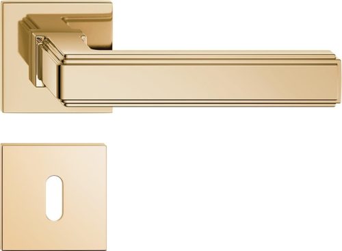 ROYAL ajtóajtókilincs szögletes rozettás Q SLIM fényes sárgaréz - CORONA PREMIUM BB