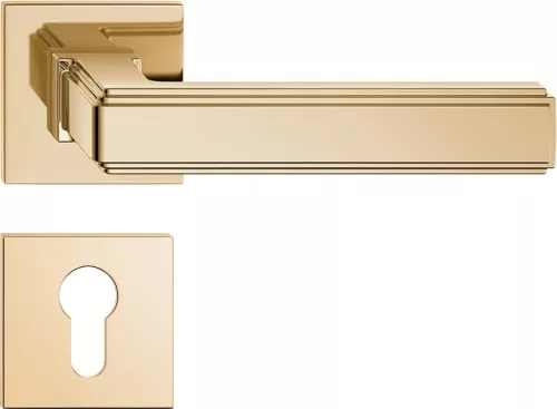 ROYAL ajtóajtókilincs szögletes rozettás Q SLIM fényes sárgaréz - CORONA PREMIUM PZ