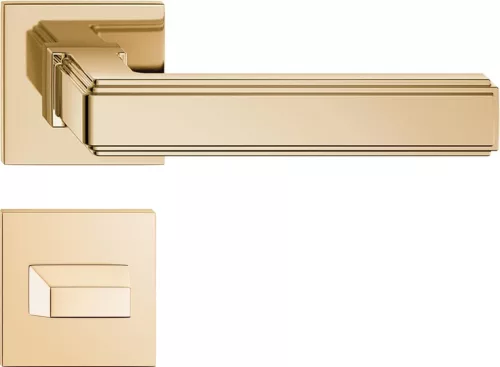 ROYAL ajtóajtókilincs szögletes rozettás Q SLIM fényes sárgaréz - CORONA PREMIUM WC