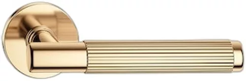 TIME LINEAR ajtókilincs kerek rozettás R SLIM fényes sárgaréz - CORONA PREMIUM Csak kilincs felső r