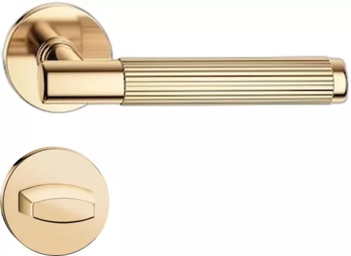 TIME LINEAR ajtókilincs kerek rozettás R SLIM fényes sárgaréz - CORONA PREMIUM WC