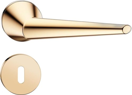 UNICA ajtókilincs kerek rozettás R SLIM vékony fényes sárgaréz - CORONA PREMIUM BB