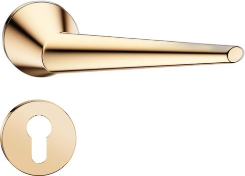 UNICA ajtókilincs kerek rozettás R SLIM vékony fényes sárgaréz - CORONA PREMIUM PZ