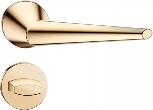 UNICA ajtókilincs kerek rozettás R SLIM vékony fényes sárgaréz - CORONA PREMIUM WC