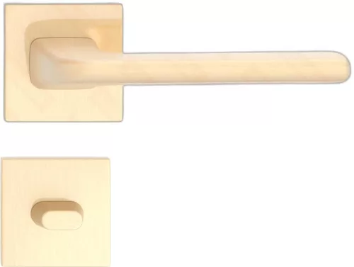 DIVA/DISCO ajtókilincs szögletes K rozettás - FIT rozettás 6mm szálcsiszolt sárgaréz WC