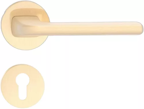 DIVA/DISCO ajtókilincs kerek rozettás J - 6 mm-es rozettás FIT szálcsiszolt sárgaréz PZ