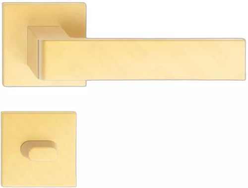 RUMBA ajtókilincs négyzet alakú K rozettás - FIT rozettás 6mm matt sárgaréz WC