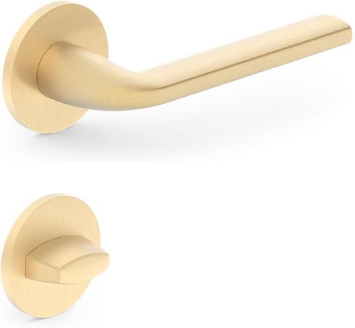 BELLA ajtóajtókilincs kerek rozettás R SLIM vékony szatén sárgaréz WC