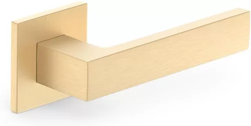 CUBE ajtóajtókilincs négyzet alakú rozettás Q SLIM vékony szatén sárgaréz Csak kilincs felső rozett