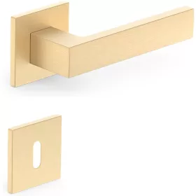  CUBE ajtóajtókilincs négyzet alakú rozettás Q SLIM vékony szatén sárgaréz BB