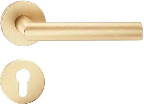 ELLE ajtókilincs kerek rozettás R SLIM vékony szatén sárgaréz - CORONA PREMIUM PZ