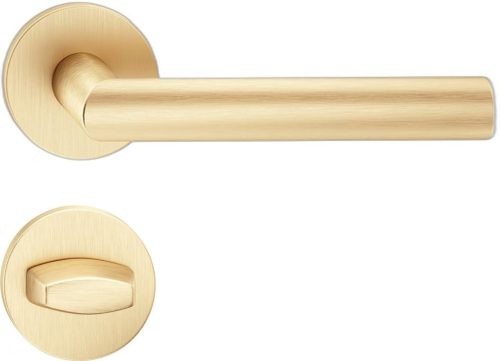 ELLE ajtókilincs kerek rozettás R SLIM vékony szatén sárgaréz - CORONA PREMIUM WC