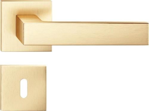 FOCUS ajtóajtókilincs szögletes rozettás Q SLIM vékony szatén sárgaréz - CORONA PREMIUM BB