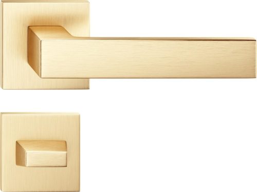 FOCUS ajtóajtókilincs szögletes rozettás Q SLIM vékony szatén sárgaréz - CORONA PREMIUM WC