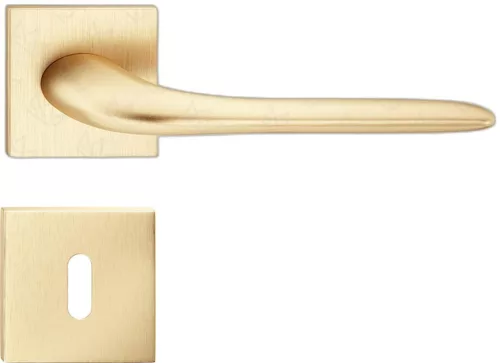 MOON ajtóajtókilincs szögletes rozettás Q SLIM szatén sárgaréz - CORONA PREMIUM BB