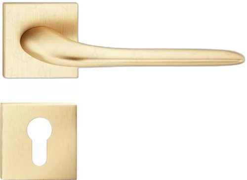 MOON ajtóajtókilincs szögletes rozettás Q SLIM szatén sárgaréz - CORONA PREMIUM PZ