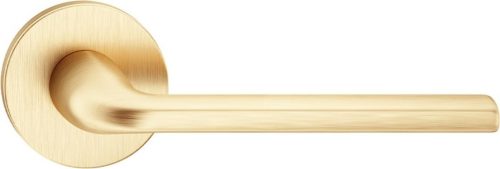 SCANDI ajtókilincs kerek rozettás R SLIM vékony szatén sárgaréz - CORONA PREMIUM Csak kilincs felső