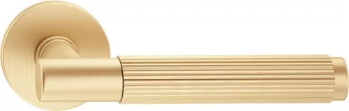 TIME LINEAR ajtókilincs kerek rozettás R SLIM szatén sárgaréz - CORONA PREMIUM Csak kilincs felső r