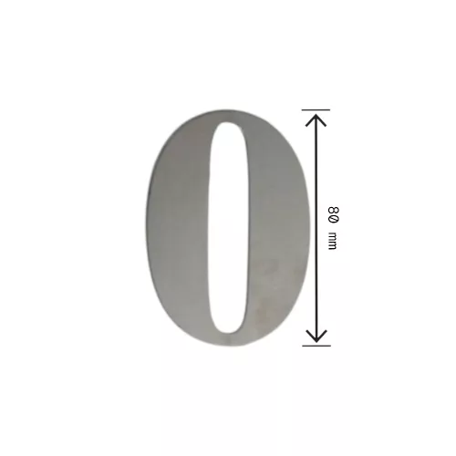 Laser cut House number 0 Bright chrome