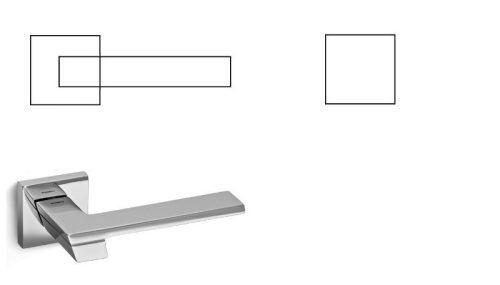 Mandelli Jet quadratischer Türknauf heller Chrom BB Knopf/Türknauf