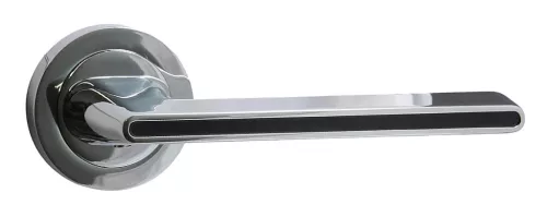 Rozetă rotundă Ontario Crom strălucitor cu inserție neagră strălucitoare (numai pe rozeta mânerului superior)