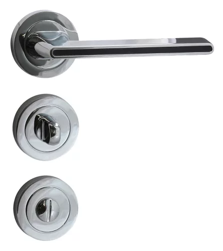 Rozetă rotundă Ontario Crom strălucitor cu WC cu inserție negru strălucitor