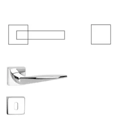   Foglia quadratische Rosette glänzender Chrom BB Knopf/Türknauf