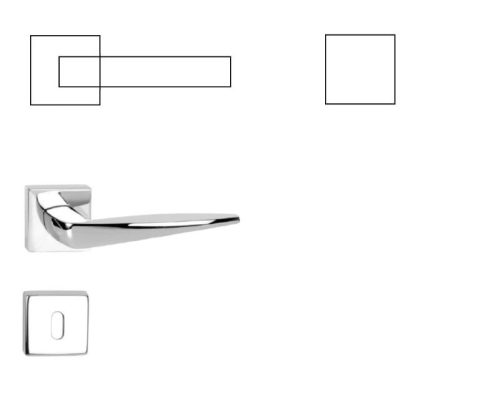 Foglia quadratische Rosette glänzender Chrom BB Knopf/Türknauf