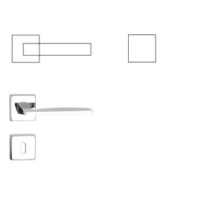   Modena (heller) viereckiger BB Knopf/Türknauf aus glänzendem Chrom