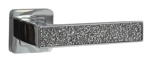 Rozetă pătrată Glamour Rozetă Crom strălucitor cu inserție de cristal alb Numai pe Rozeta superioară a mânerului