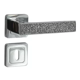   Rozetă pătrată Glamour Rozetă Crom strălucitor cu inserție de cristal alb BB