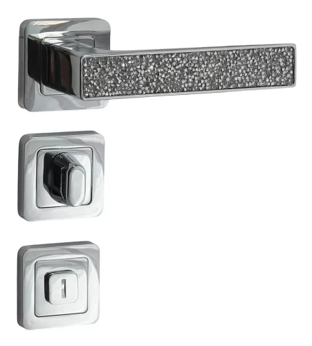 Rozetă Glamour Pătrată cu WC cu inserție de cristal alb cromat lustruit