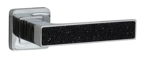 Rozetă pătrată Glamour Rozetă Crom strălucitor cu inserție de cristal negru Numai pe Rozeta superioară a mânerului