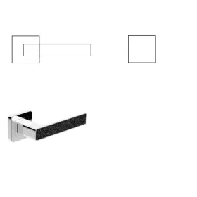   Glamour Quadratverzierung glänzendes Chrom mit schwarzem Kristalleinsatz BB Knopf/Türknauf