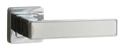 Rozetă pătrată Deco Rozetă Crom strălucitor cu inserție albă Doar pe mâner Rozeta superioară