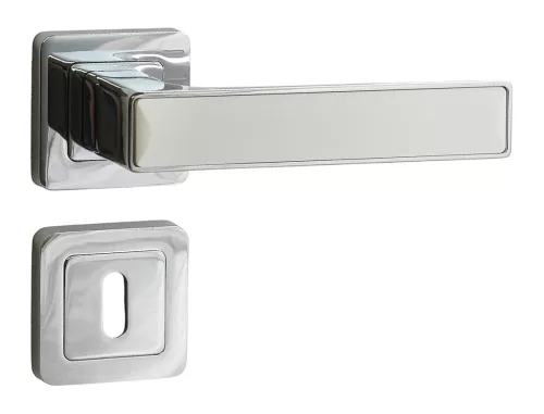 Rozetă pătrată Deco Crom strălucitor cu inserție albă BB