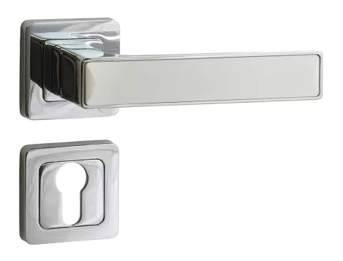 Deco rozetă pătrată zette Crom strălucitor cu inserție albă PZ