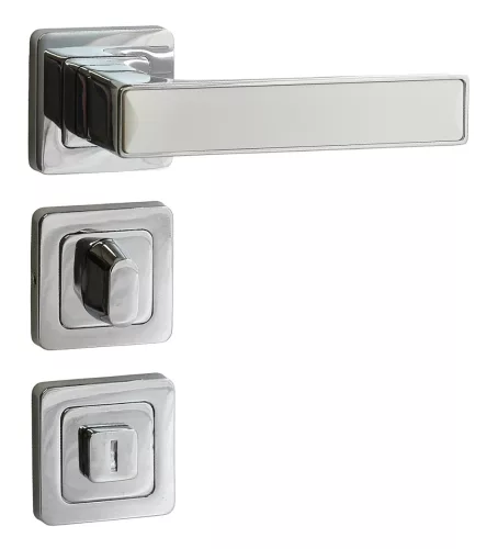 Rozetă pătrată Deco cu WC cu inserție alb cromat strălucitor