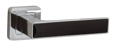 Rozetă pătrată Deco Rozetă Crom strălucitor cu inserție neagră Doar pe mâner Rozeta superioară