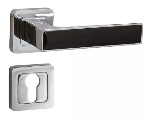 Deco Rozetă pătrată Trim Crom strălucitor cu inserție neagră PZ